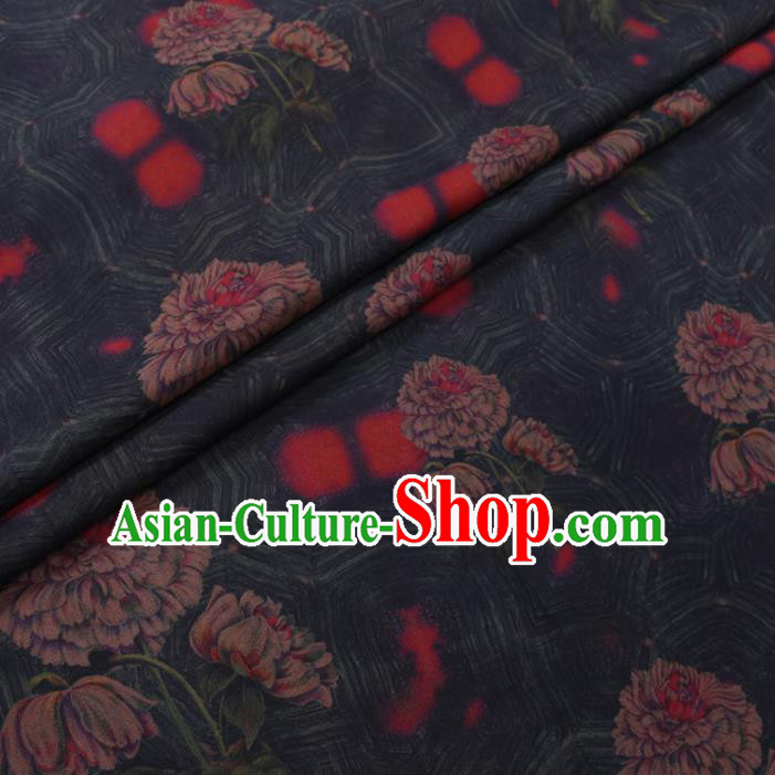 Chinese Cheongsam Classical Flowers Pattern Design Atrovirens Watered Gauze Fabric Asian Traditional Silk Material Chinese Cheongsam Classical Flowers Pattern Design Atrovirens Watered Gauze Fabric Asian Traditional Silk Material