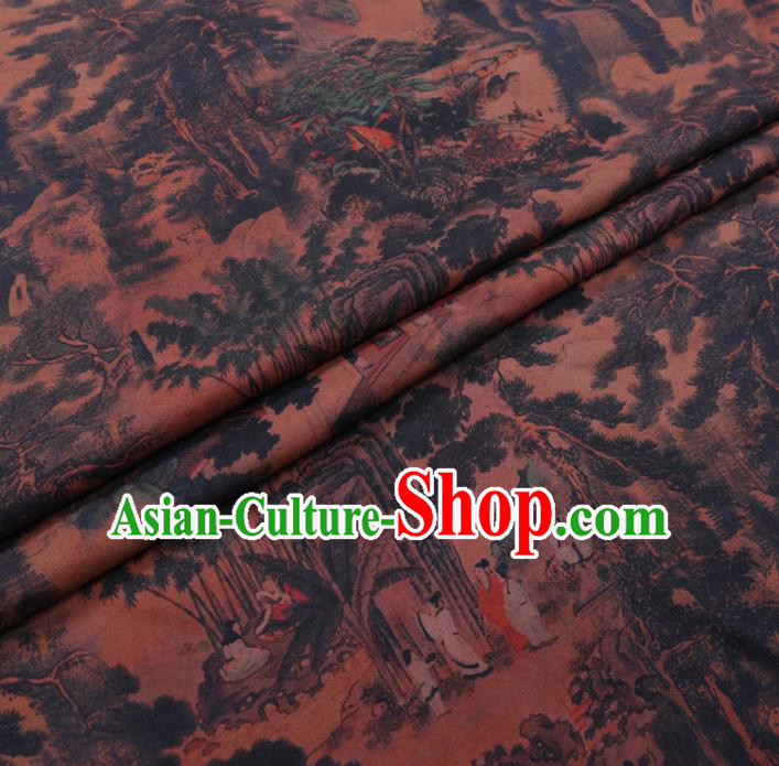 Chinese Cheongsam Classical Pattern Design Ginger Watered Gauze Fabric Asian Traditional Silk Material Chinese Cheongsam Classical Pattern Design Ginger Watered Gauze Fabric Asian Traditional Silk Material