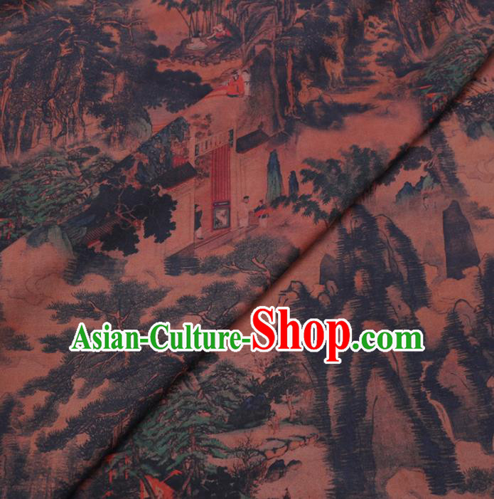 Chinese Cheongsam Classical Pattern Design Ginger Watered Gauze Fabric Asian Traditional Silk Material Chinese Cheongsam Classical Pattern Design Ginger Watered Gauze Fabric Asian Traditional Silk Material