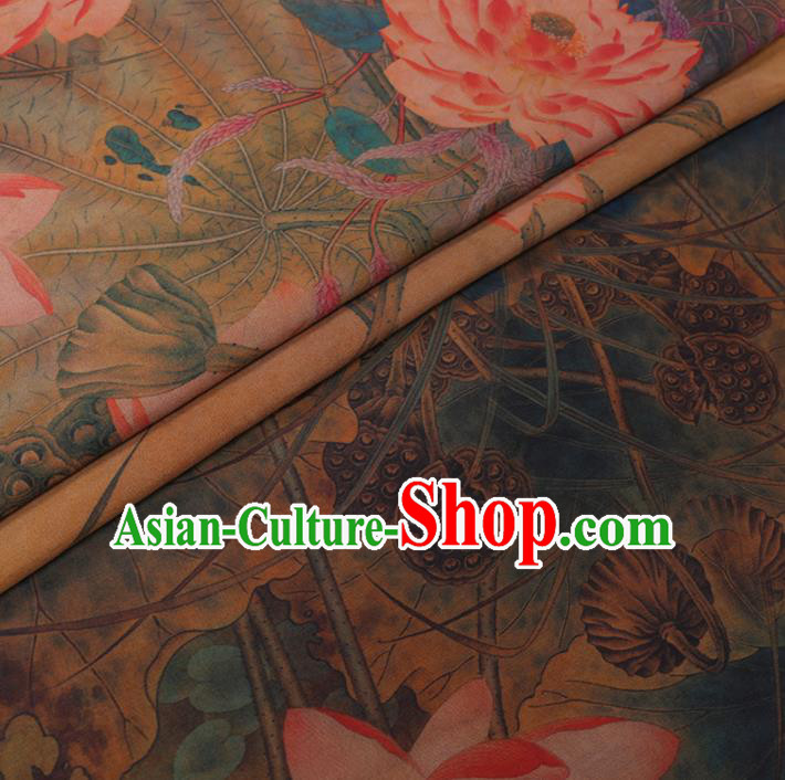 Chinese Cheongsam Classical Lotus Pattern Design Watered Gauze Fabric Asian Traditional Silk Material Chinese Cheongsam Classical Lotus Pattern Design Watered Gauze Fabric Asian Traditional Silk Material