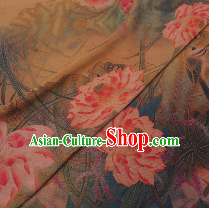 Chinese Cheongsam Classical Lotus Pattern Design Watered Gauze Fabric Asian Traditional Silk Material Chinese Cheongsam Classical Lotus Pattern Design Watered Gauze Fabric Asian Traditional Silk Material