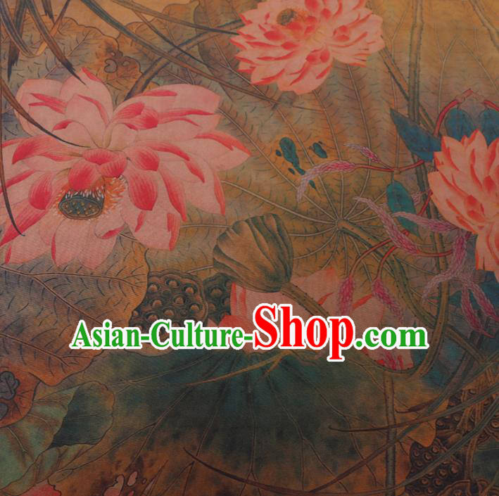 Chinese Cheongsam Classical Lotus Pattern Design Watered Gauze Fabric Asian Traditional Silk Material Chinese Cheongsam Classical Lotus Pattern Design Watered Gauze Fabric Asian Traditional Silk Material