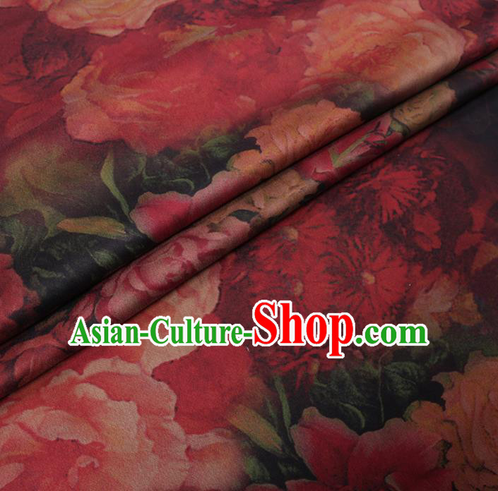 Chinese Cheongsam Classical Roses Pattern Design Watered Gauze Fabric Asian Traditional Silk Material Chinese Cheongsam Classical Roses Pattern Design Watered Gauze Fabric Asian Traditional Silk Material
