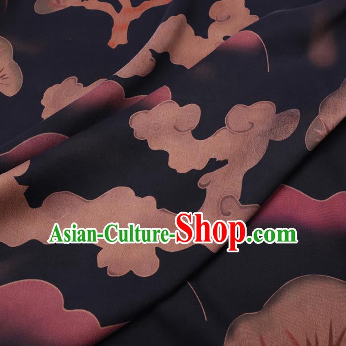Chinese Cheongsam Classical Cloud Pattern Design Black Watered Gauze Fabric Asian Traditional Silk Material Chinese Cheongsam Classical Cloud Pattern Design Black Watered Gauze Fabric Asian Traditional Silk Material