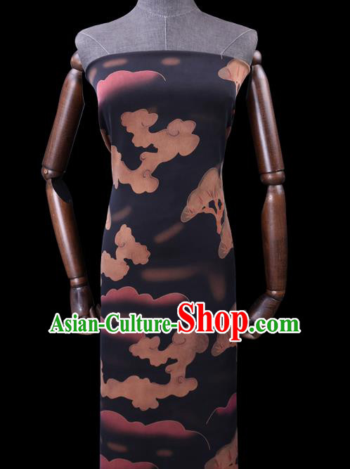 Chinese Cheongsam Classical Cloud Pattern Design Black Watered Gauze Fabric Asian Traditional Silk Material Chinese Cheongsam Classical Cloud Pattern Design Black Watered Gauze Fabric Asian Traditional Silk Material