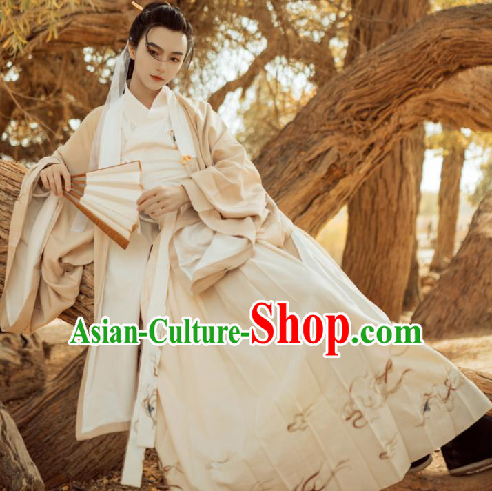 Chinese Ancient Scholar Embroidered Clothing Traditional Jin Dynasty Nobility Childe Costumes for Men