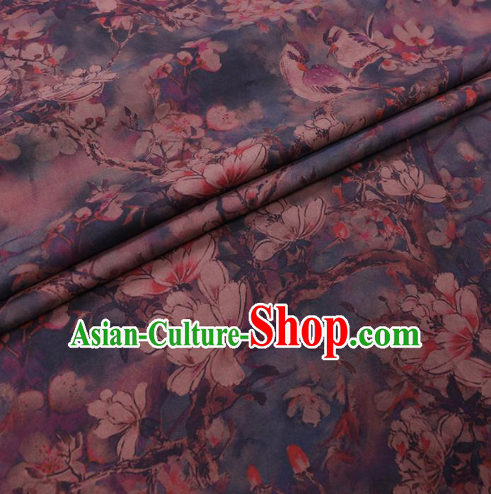 Chinese Cheongsam Classical Magnolia Pattern Design Blue Watered Gauze Fabric Asian Traditional Silk Material Chinese Cheongsam Classical Magnolia Pattern Design Blue Watered Gauze Fabric Asian Traditional Silk Material