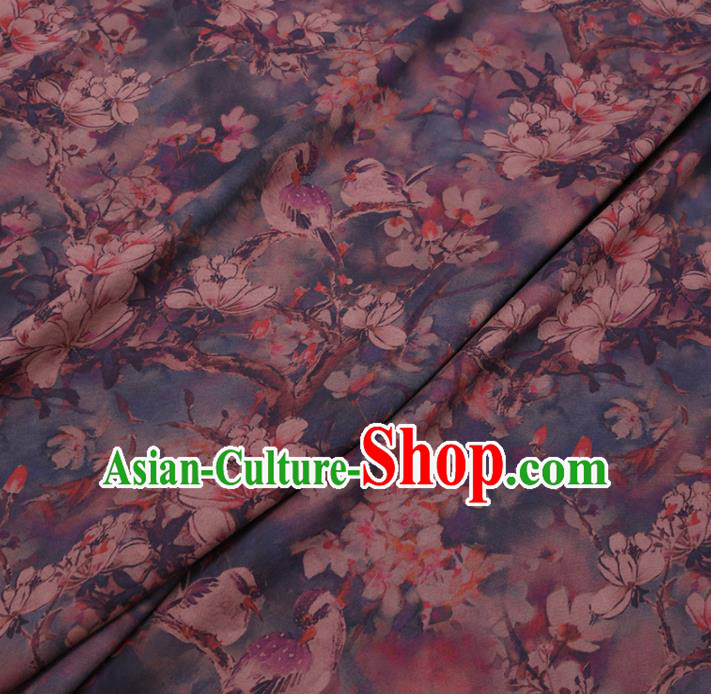 Chinese Cheongsam Classical Magnolia Pattern Design Blue Watered Gauze Fabric Asian Traditional Silk Material Chinese Cheongsam Classical Magnolia Pattern Design Blue Watered Gauze Fabric Asian Traditional Silk Material