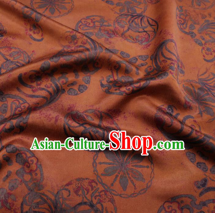Chinese Cheongsam Classical Wheel Pattern Design Yellow Watered Gauze Fabric Asian Traditional Silk Material Chinese Cheongsam Classical Wheel Pattern Design Yellow Watered Gauze Fabric Asian Traditional Silk Material