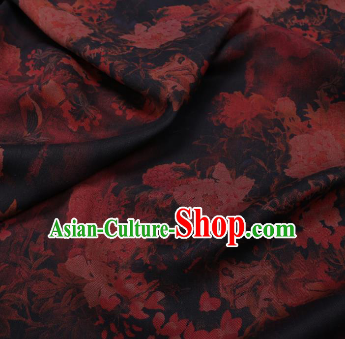 Chinese Cheongsam Classical Peony Pattern Design Watered Gauze Fabric Asian Traditional Silk Material Chinese Cheongsam Classical Peony Pattern Design Watered Gauze Fabric Asian Traditional Silk Material