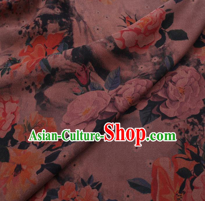 Chinese Cheongsam Classical Camellia Pattern Design Khaki Watered Gauze Fabric Asian Traditional Silk Material Chinese Cheongsam Classical Camellia Pattern Design Khaki Watered Gauze Fabric Asian Traditional Silk Material