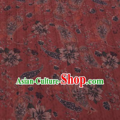 Chinese Cheongsam Classical Paisley Pattern Design Red Watered Gauze Fabric Asian Traditional Silk Material