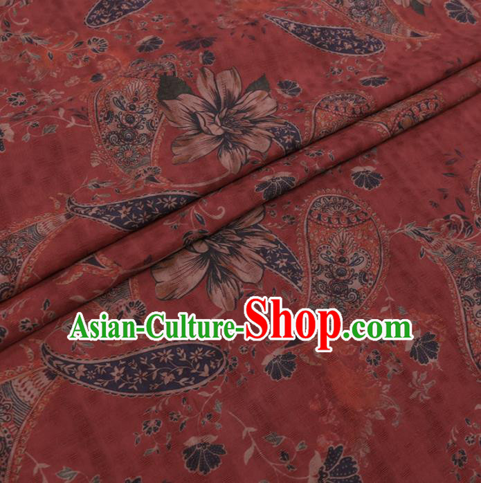 Chinese Cheongsam Classical Paisley Pattern Design Red Watered Gauze Fabric Asian Traditional Silk Material Chinese Cheongsam Classical Paisley Pattern Design Red Watered Gauze Fabric Asian Traditional Silk Material