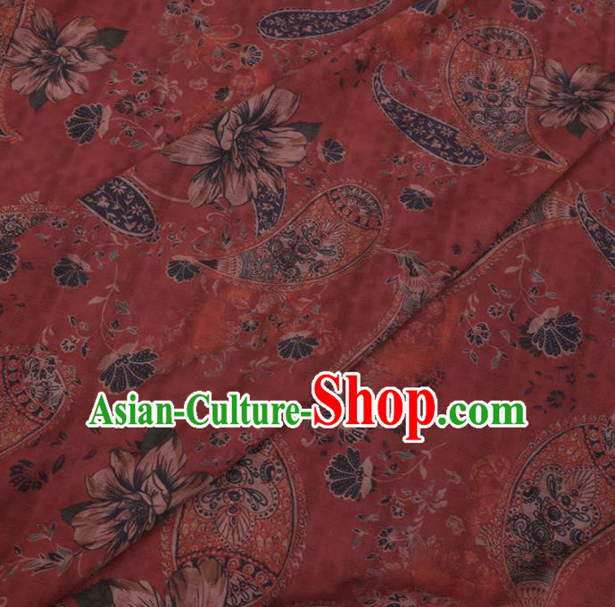 Chinese Cheongsam Classical Paisley Pattern Design Red Watered Gauze Fabric Asian Traditional Silk Material Chinese Cheongsam Classical Paisley Pattern Design Red Watered Gauze Fabric Asian Traditional Silk Material
