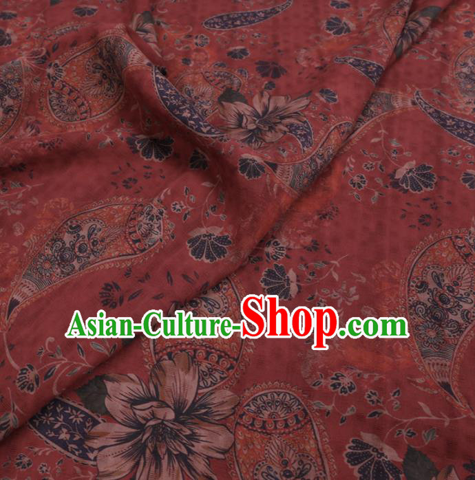Chinese Cheongsam Classical Paisley Pattern Design Red Watered Gauze Fabric Asian Traditional Silk Material Chinese Cheongsam Classical Paisley Pattern Design Red Watered Gauze Fabric Asian Traditional Silk Material