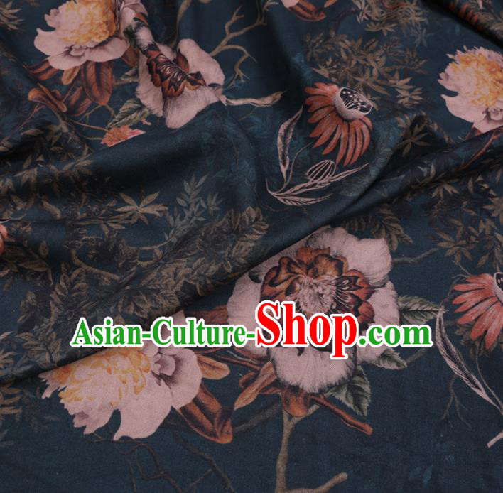 Chinese Cheongsam Classical Kapok Pattern Design Atrovirens Watered Gauze Fabric Asian Traditional Silk Material Chinese Cheongsam Classical Kapok Pattern Design Atrovirens Watered Gauze Fabric Asian Traditional Silk Material