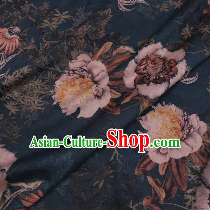 Chinese Cheongsam Classical Kapok Pattern Design Atrovirens Watered Gauze Fabric Asian Traditional Silk Material Chinese Cheongsam Classical Kapok Pattern Design Atrovirens Watered Gauze Fabric Asian Traditional Silk Material