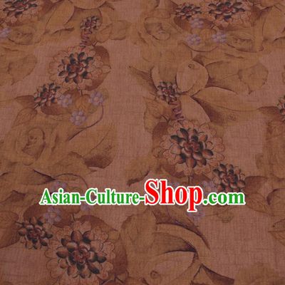 Chinese Cheongsam Classical Flowers Pattern Design Ginger Watered Gauze Fabric Asian Traditional Silk Material