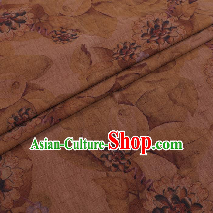 Chinese Cheongsam Classical Flowers Pattern Design Ginger Watered Gauze Fabric Asian Traditional Silk Material Chinese Cheongsam Classical Flowers Pattern Design Ginger Watered Gauze Fabric Asian Traditional Silk Material