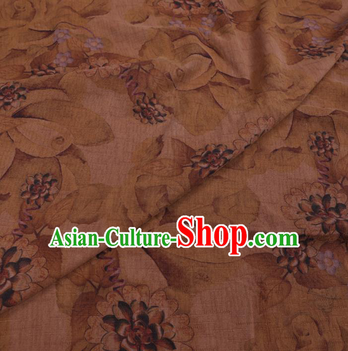 Chinese Cheongsam Classical Flowers Pattern Design Ginger Watered Gauze Fabric Asian Traditional Silk Material Chinese Cheongsam Classical Flowers Pattern Design Ginger Watered Gauze Fabric Asian Traditional Silk Material