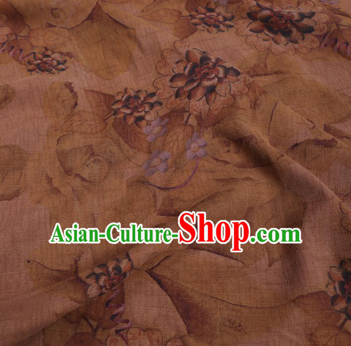 Chinese Cheongsam Classical Flowers Pattern Design Ginger Watered Gauze Fabric Asian Traditional Silk Material Chinese Cheongsam Classical Flowers Pattern Design Ginger Watered Gauze Fabric Asian Traditional Silk Material