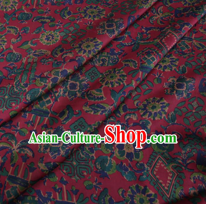 Chinese Cheongsam Classical Pattern Design Wine Red Watered Gauze Fabric Asian Traditional Silk Material Chinese Cheongsam Classical Pattern Design Wine Red Watered Gauze Fabric Asian Traditional Silk Material