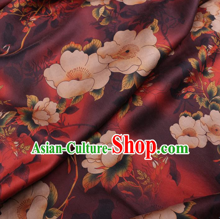 Chinese Cheongsam Classical Flowers Pattern Design Red Watered Gauze Fabric Asian Traditional Silk Material Chinese Cheongsam Classical Flowers Pattern Design Red Watered Gauze Fabric Asian Traditional Silk Material