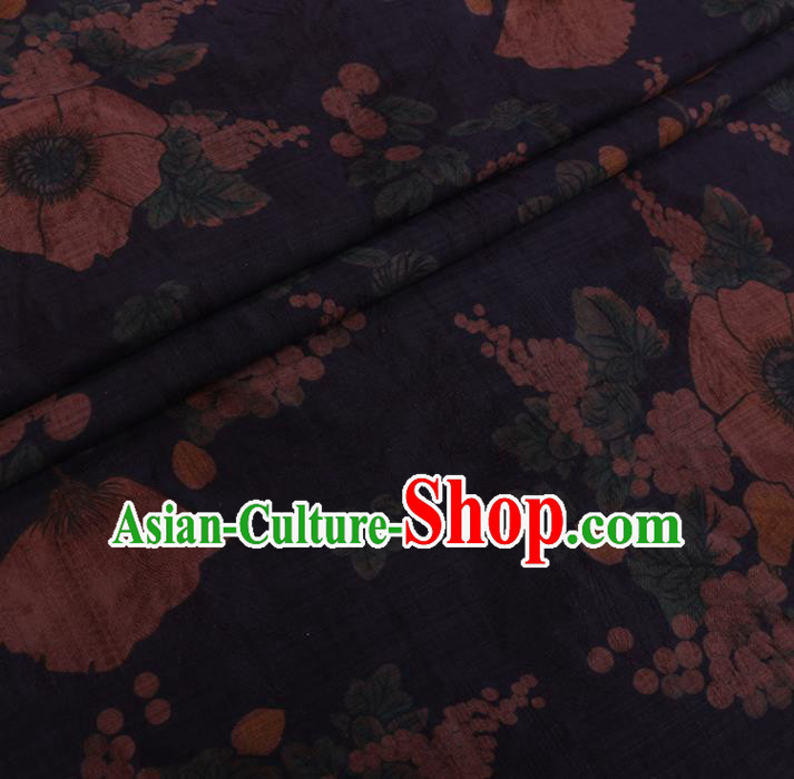 Chinese Cheongsam Classical Flowers Pattern Design Black Watered Gauze Fabric Asian Traditional Silk Material Chinese Cheongsam Classical Flowers Pattern Design Black Watered Gauze Fabric Asian Traditional Silk Material