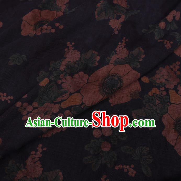 Chinese Cheongsam Classical Flowers Pattern Design Black Watered Gauze Fabric Asian Traditional Silk Material Chinese Cheongsam Classical Flowers Pattern Design Black Watered Gauze Fabric Asian Traditional Silk Material