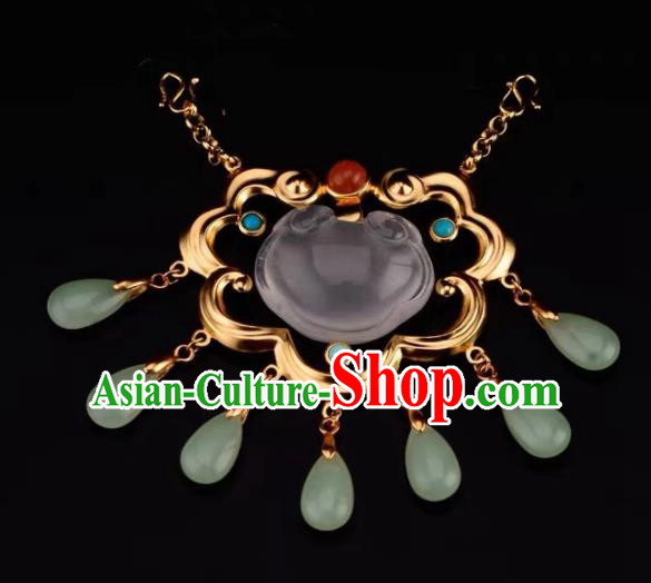 Chinese Traditional Carving Lotus Necklace Handmade Hanfu Necklet Accessories for Women Chinese Traditional Carving Lotus Necklace Handmade Hanfu Necklet Accessories for Women