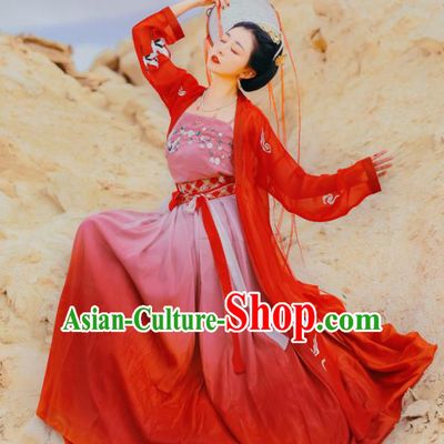 Chinese Ancient Bride Embroidered Red Dress Traditional Song Dynasty Female Swordsman Costumes for Women
