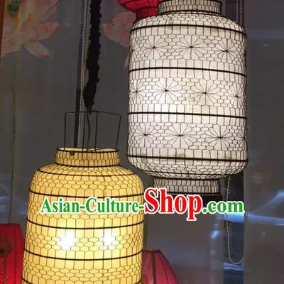 Free Worldwide Delivery Tube Shape Traditional Yellow Chinese Classical Handmade Iron Mesh Lantern Palace Lanterns