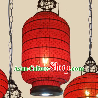 Free Worldwide Delivery Tube Shape Traditional Red Chinese Classical Handmade Iron Mesh Lantern Palace Lanterns