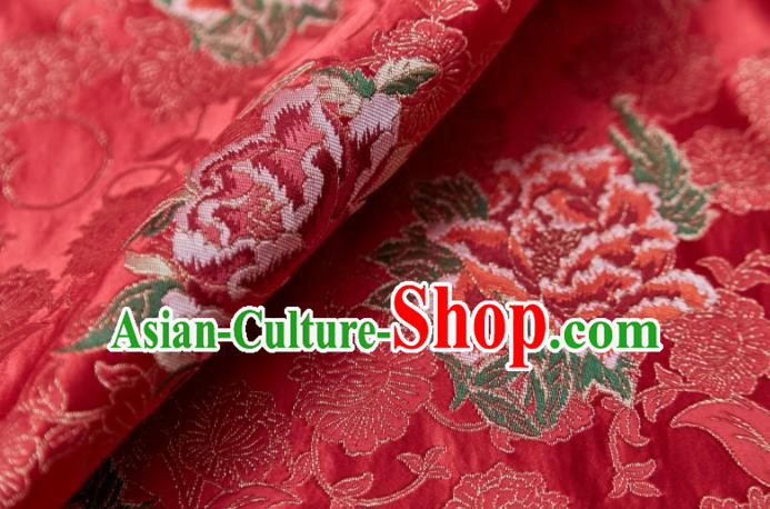 Chinese Classical Peony Pattern Design Red Brocade Fabric Asian Traditional Cheongsam Silk Material Chinese Classical Peony Pattern Design Red Brocade Fabric Asian Traditional Cheongsam Silk Material