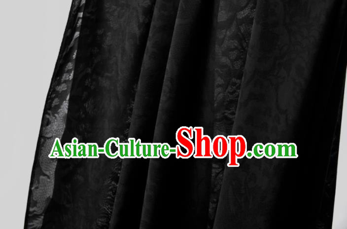 Chinese Classical Dragon Pattern Design Black Mulberry Silk Fabric Asian Traditional Cheongsam Silk Material Chinese Classical Dragon Pattern Design Black Mulberry Silk Fabric Asian Traditional Cheongsam Silk Material