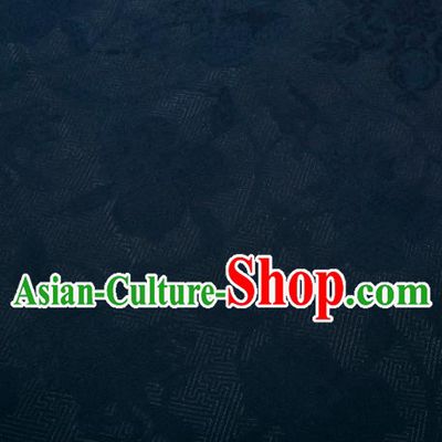 Chinese Classical Peony Pattern Design Navy Mulberry Silk Fabric Asian Traditional Cheongsam Silk Material