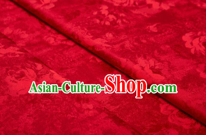 Chinese Classical Peony Pattern Design Red Mulberry Silk Fabric Asian Traditional Cheongsam Silk Material Chinese Classical Peony Pattern Design Red Mulberry Silk Fabric Asian Traditional Cheongsam Silk Material