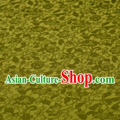 Chinese Classical Twine Flowers Pattern Design Olive Green Mulberry Silk Fabric Asian Traditional Cheongsam Silk Material