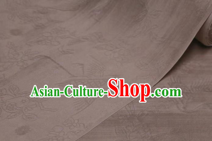 Chinese Classical Crane Pattern Design Grey Mulberry Silk Fabric Asian Traditional Cheongsam Silk Material Chinese Classical Crane Pattern Design Grey Mulberry Silk Fabric Asian Traditional Cheongsam Silk Material