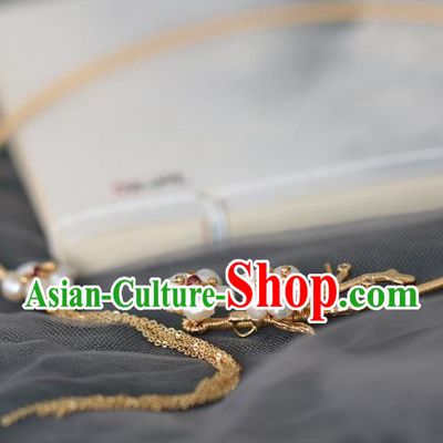 Chinese Traditional Ming Dynasty Pearls Precious Stones Necklace Handmade Ancient Princess Necklet Accessories for Women