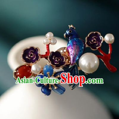 Chinese Handmade Ming Dynasty Princess Bird Plum Hairpins Ancient Hanfu Hair Accessories for Women