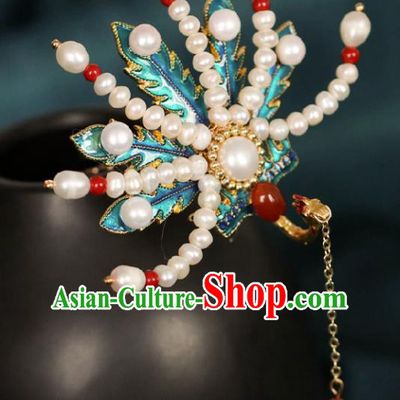 Chinese Handmade Ming Dynasty Princess Pearls Phoenix Hairpins Ancient Hanfu Hair Accessories for Women