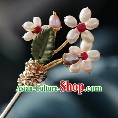 Chinese Handmade Ming Dynasty Princess Pearls Hairpins Ancient Hanfu Hair Accessories for Women