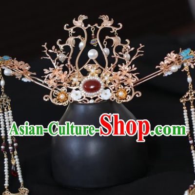 Chinese Handmade Ming Dynasty Princess Hair Crown Hairpins Ancient Hanfu Hair Accessories for Women