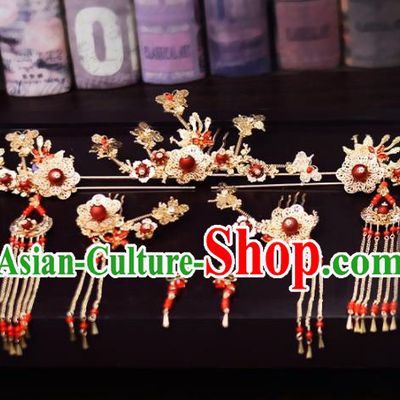 Chinese Traditional Wedding Hair Accessories Tassel Hairpins Handmade Bride Hair Combs for Women