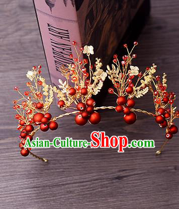 Top Handmade Bride Red Beads Royal Crown Wedding Hair Accessories for Women Top Handmade Bride Red Beads Royal Crown Wedding Hair Accessories for Women