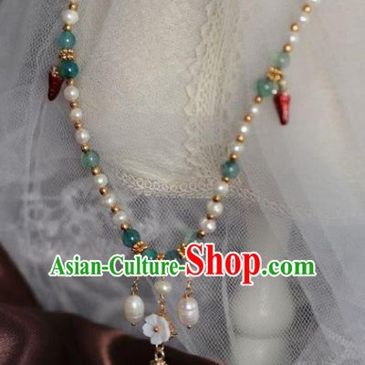 Chinese Traditional Ming Dynasty Pearls Necklace Accessories Handmade Ancient Princess Necklet for Women