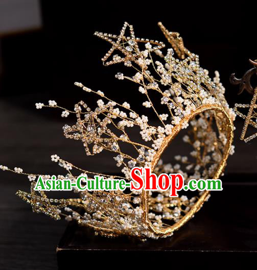 Top Handmade Bride Crystal Star Royal Crown Wedding Hair Accessories for Women Top Handmade Bride Crystal Star Royal Crown Wedding Hair Accessories for Women