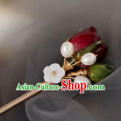 Chinese Handmade Ming Dynasty Princess Pearls Hairpins Ancient Hanfu Hair Accessories for Women
