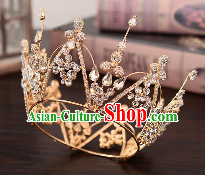 Top Handmade Bride Crystal Round Royal Crown Wedding Hair Accessories for Women Top Handmade Bride Crystal Round Royal Crown Wedding Hair Accessories for Women
